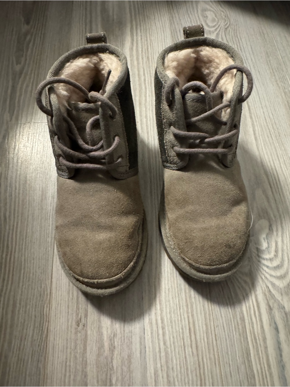 UGG Kids Suede Lace-Up Boots in Taupe